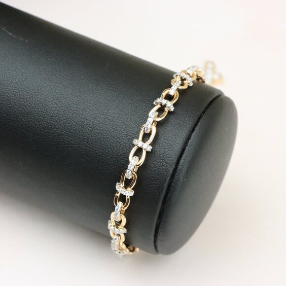 "Elegant Rose Gold Bracelet with Sparkling Link Detailing, XPBL0839 - Picture 10 of 12